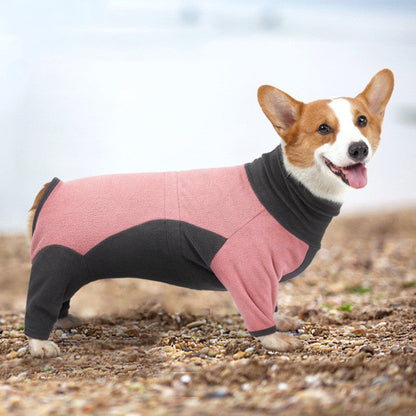 Quadruped Clothes Fleece Dog Coat | Pink Gray Blue