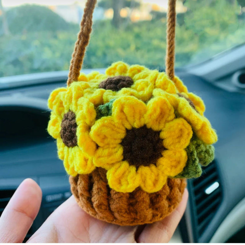 Hand-woven flower car accessories sunflower