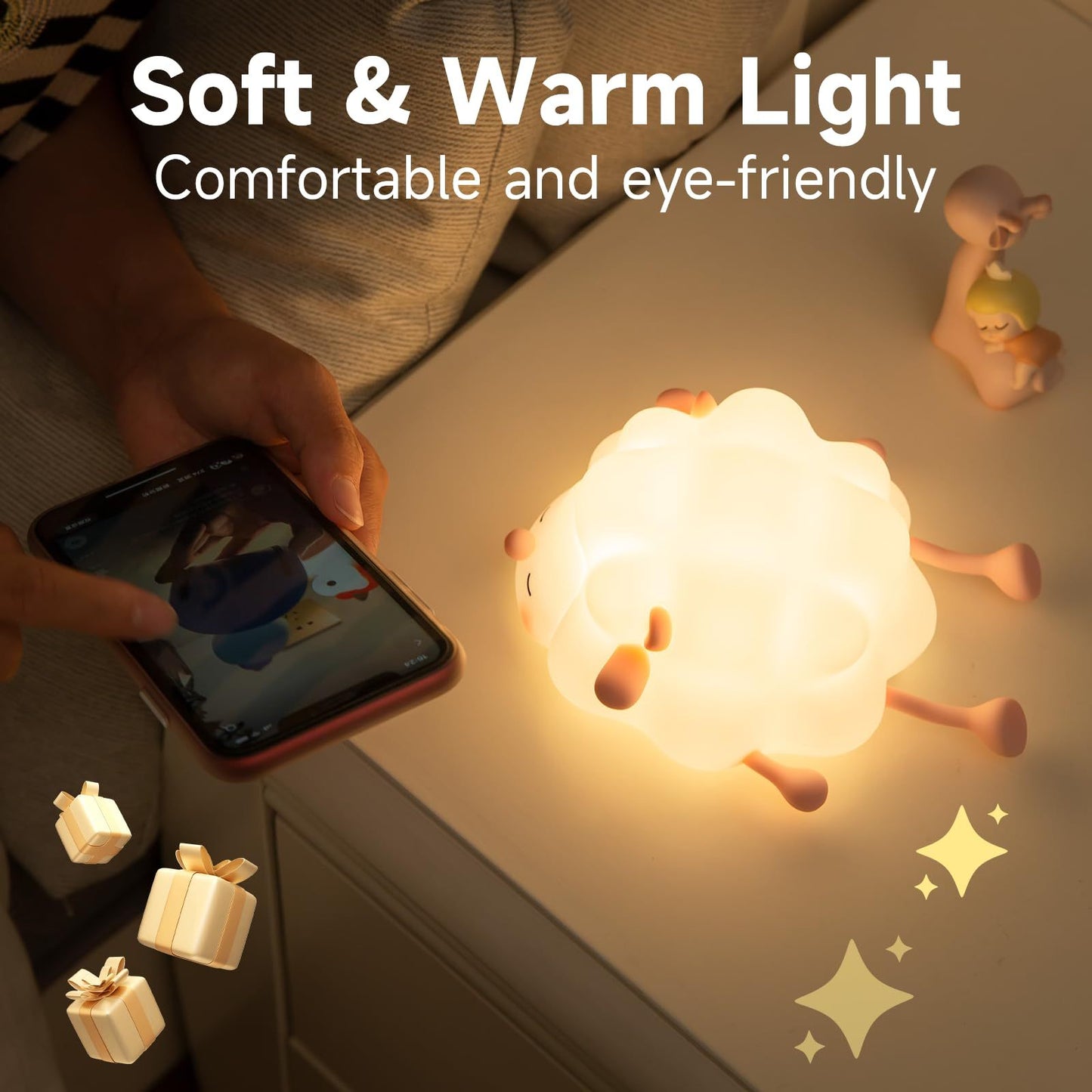 Rechargeable Sheep Night Light with Timer & Dimmer