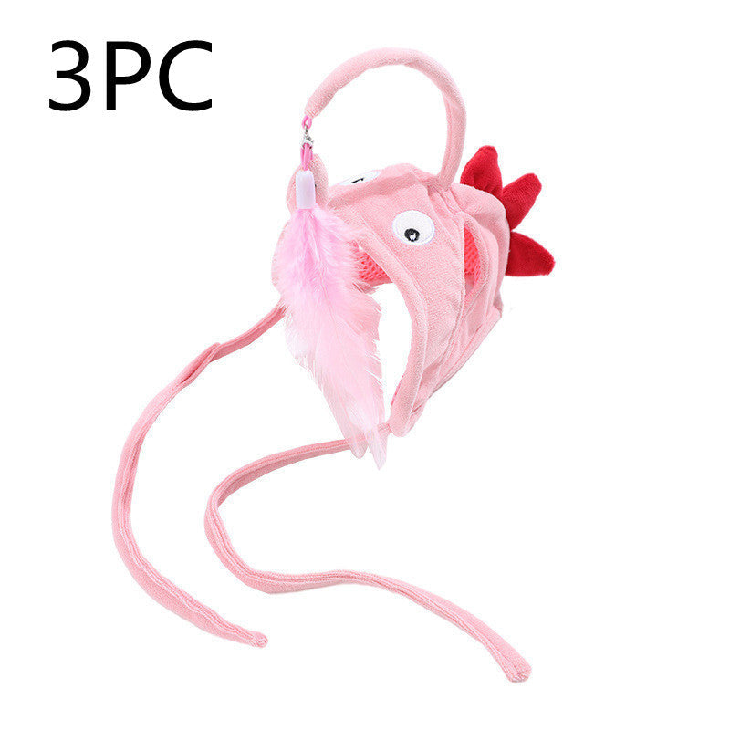 Head-Mounted Cat Toy for Hands-Free Fun| Indoor Cat Teaser Hat