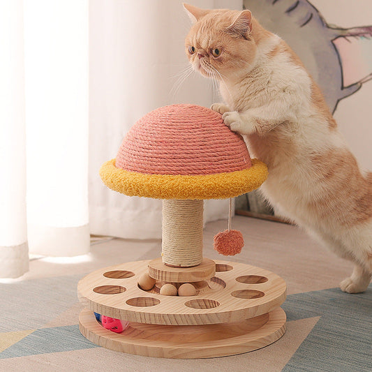 Solid Wood Cat Climbing Frame Hot Wheels with Pillars