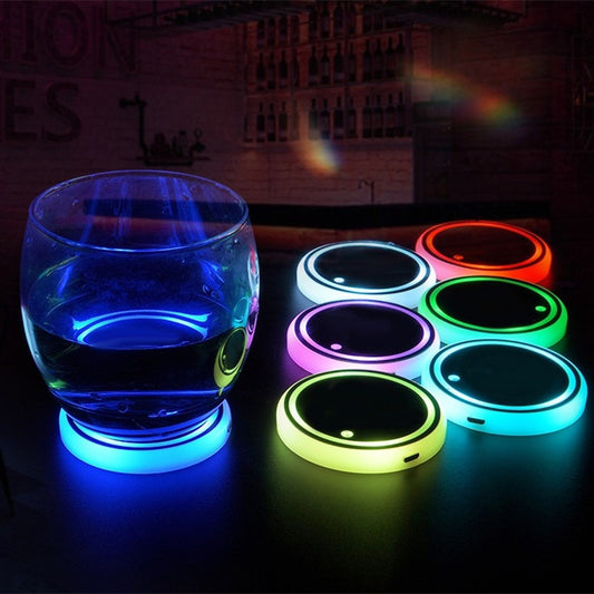 Multi-Color LED Cup Coaster with Solar & USB Charging