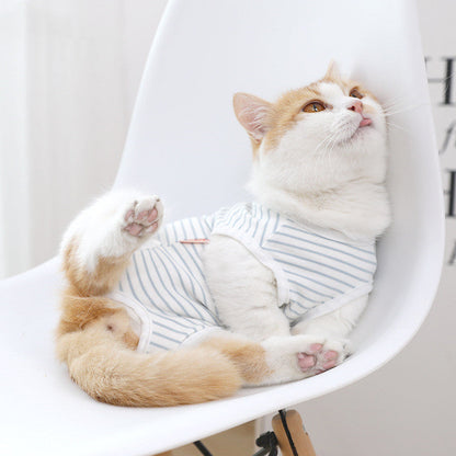 Blue and White Striped Nursing Clothes for Pets