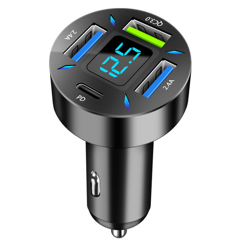 4-Port USB Car Charger with high-quality plastic and metal construction