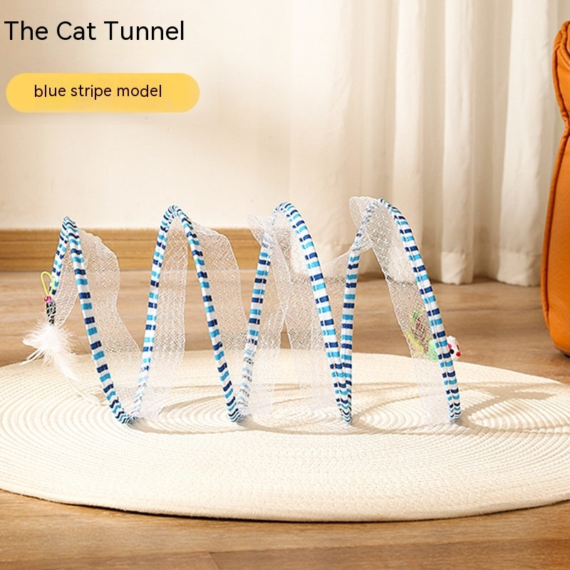 Elastic Collapsible Cat Tunnel Toy for Multiple Cats