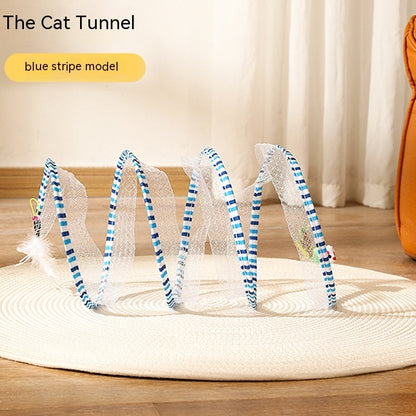 Elastic Collapsible Cat Tunnel Toy for Multiple Cats