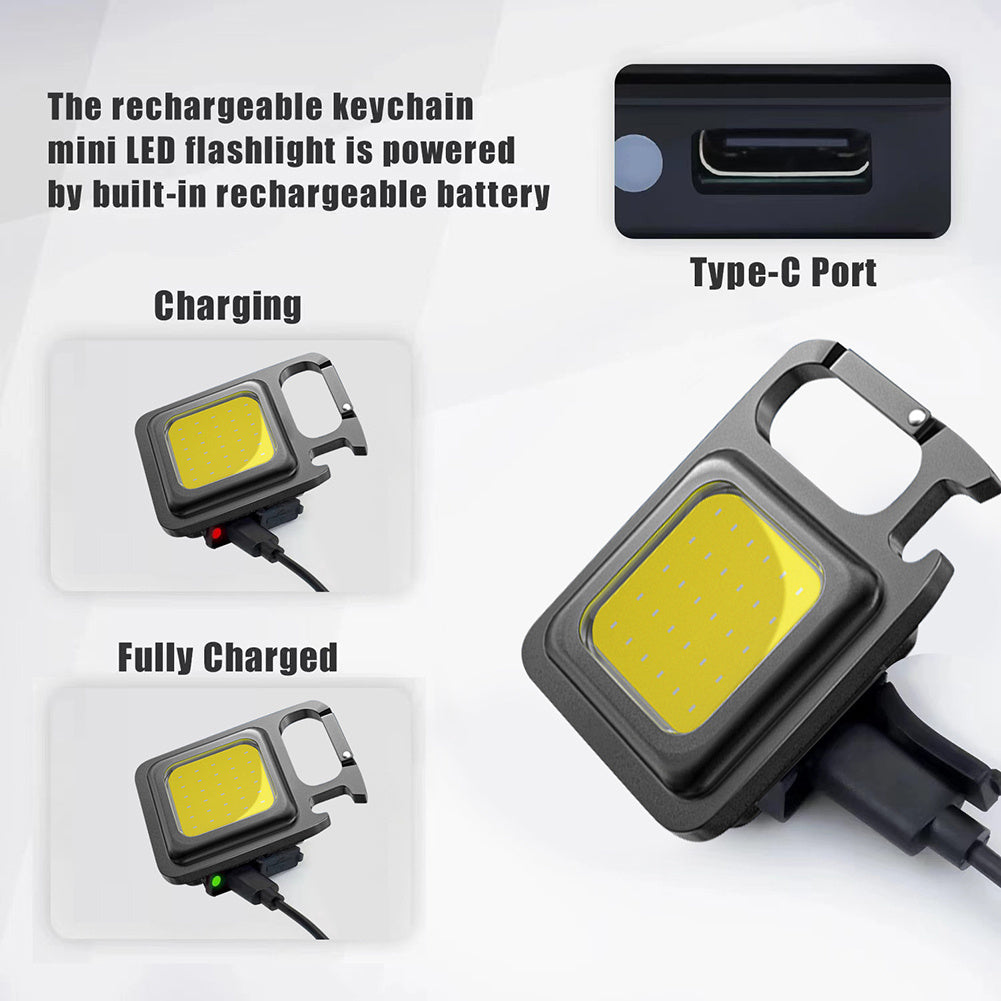 Multifunctional Rechargeable Keychain Flashlight with 3 Lighting Modes