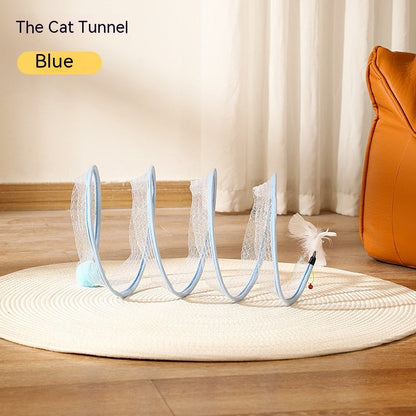 Elastic Collapsible Cat Tunnel Toy for Multiple Cats