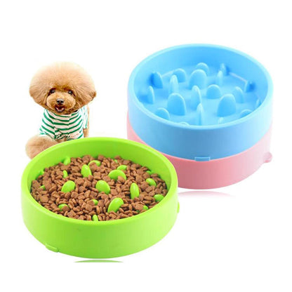 Pet Slow Food Bowl - Healthy Feeder for Cats and Dogs